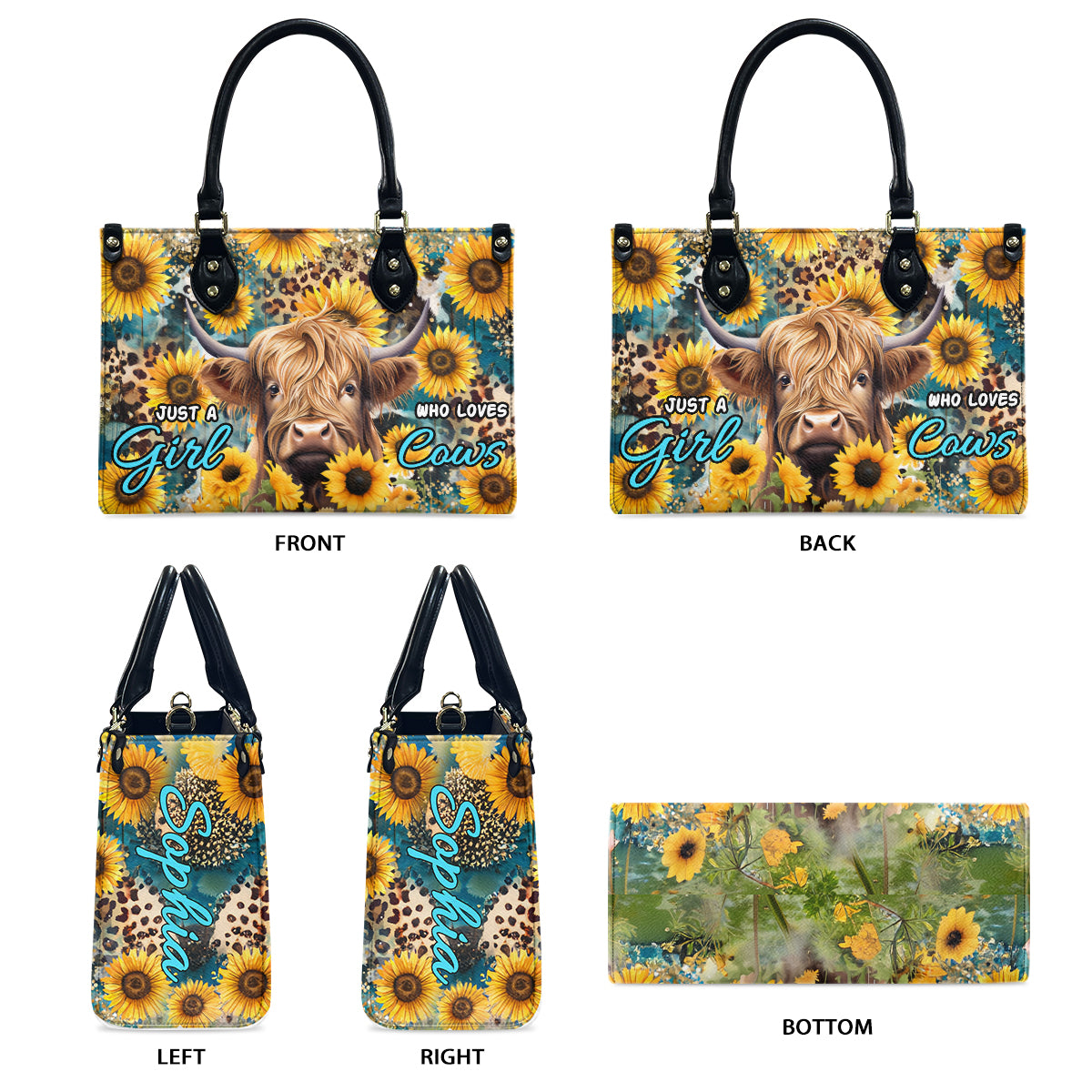 Juste une fille qui aime les vaches - Sac à main en cuir personnalisé