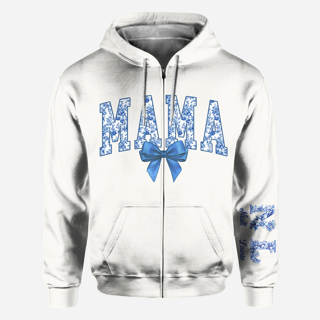 Blue & Pink Floral Toile Mama, Grandma - Personalized Mother All Over Shirt