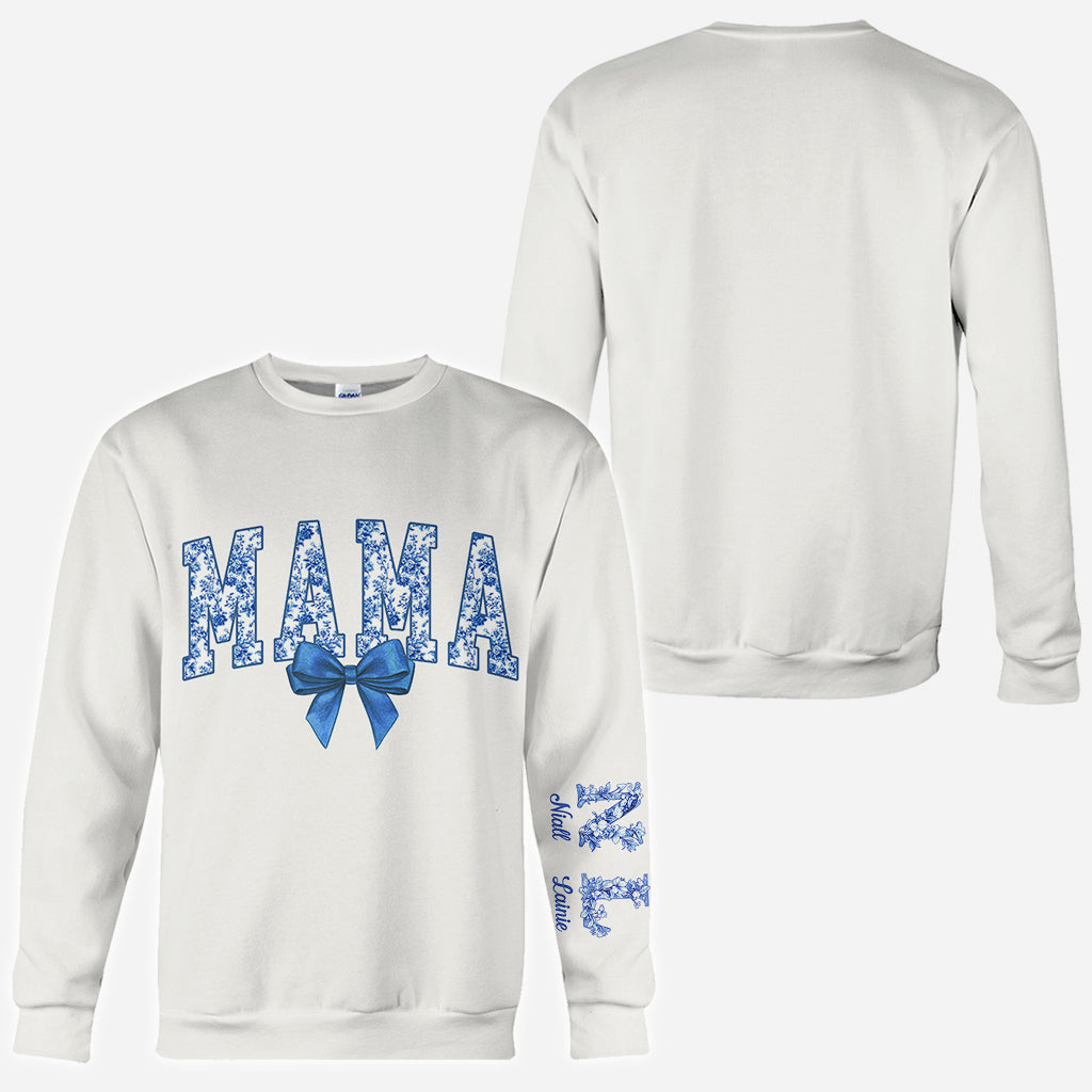 Blue & Pink Floral Toile Mama, Grandma - Personalized Mother All Over Shirt