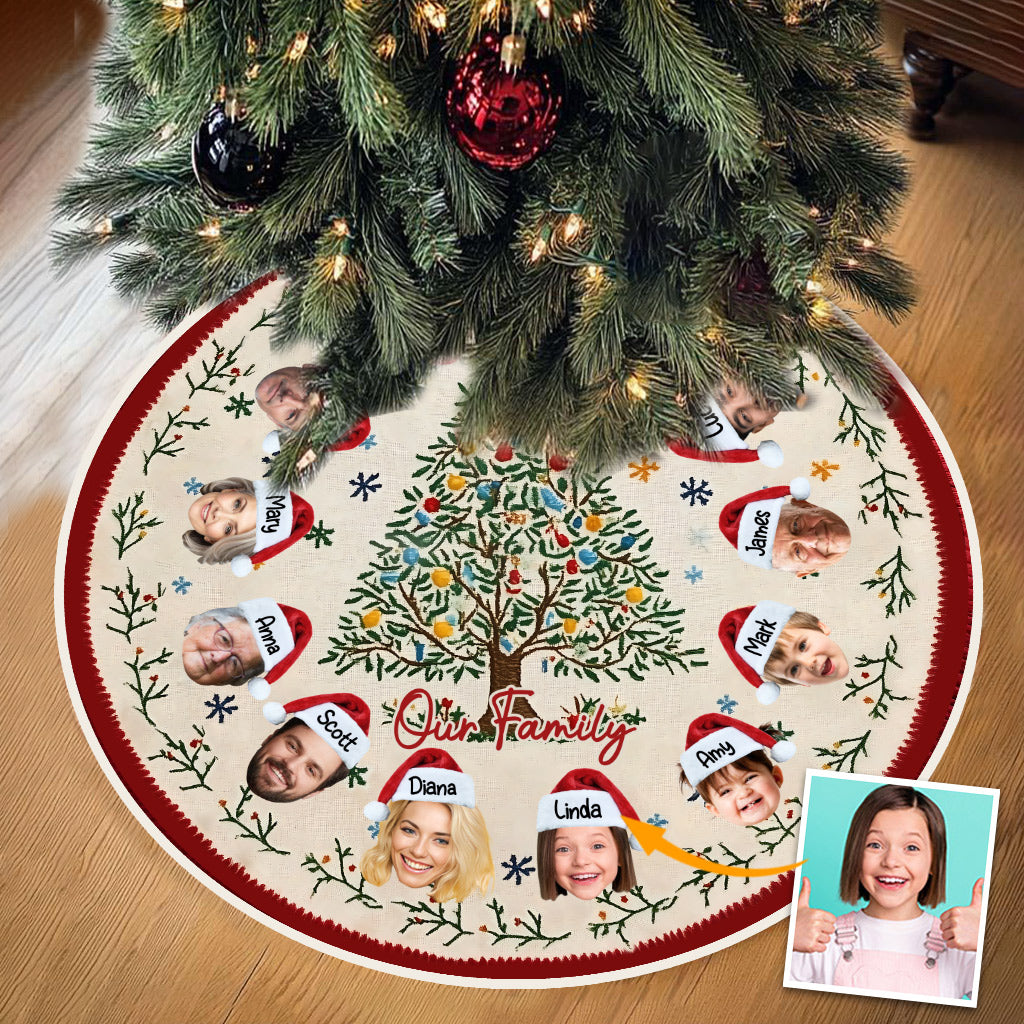 Funny Face Cutout Family - Personalized Family Tree Skirt