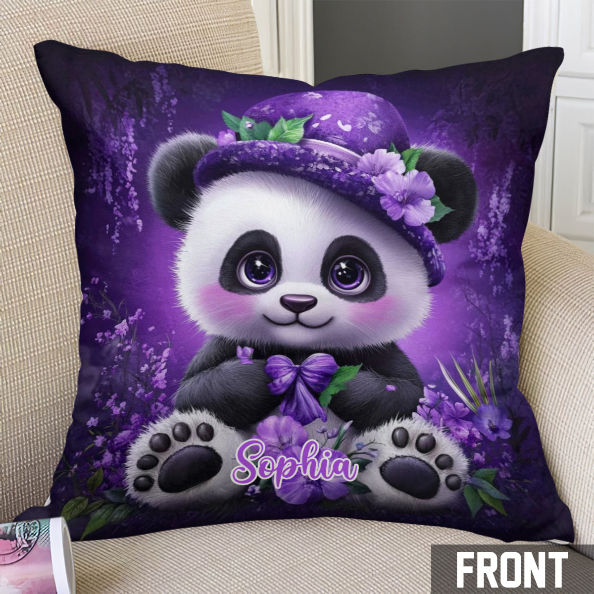 Coussin décoratif Panda mignon - Personnalisé pour les amoureux des pandas