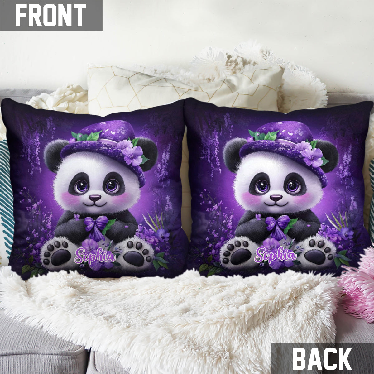 Coussin décoratif Panda mignon - Personnalisé pour les amoureux des pandas