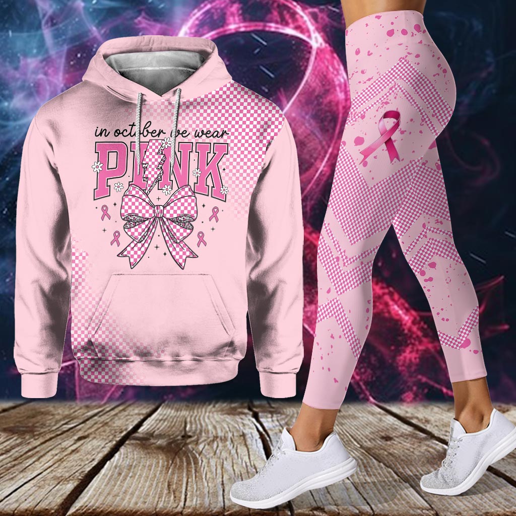 En octobre, nous portons du rose pour sensibiliser au cancer du sein : sweat à capuche et legging