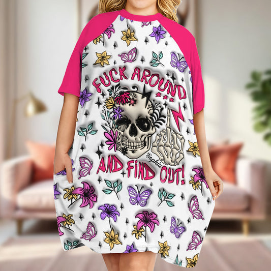 Fais des bêtises et découvre-le - Robe T-shirt de nuit personnalisée à motif crâne