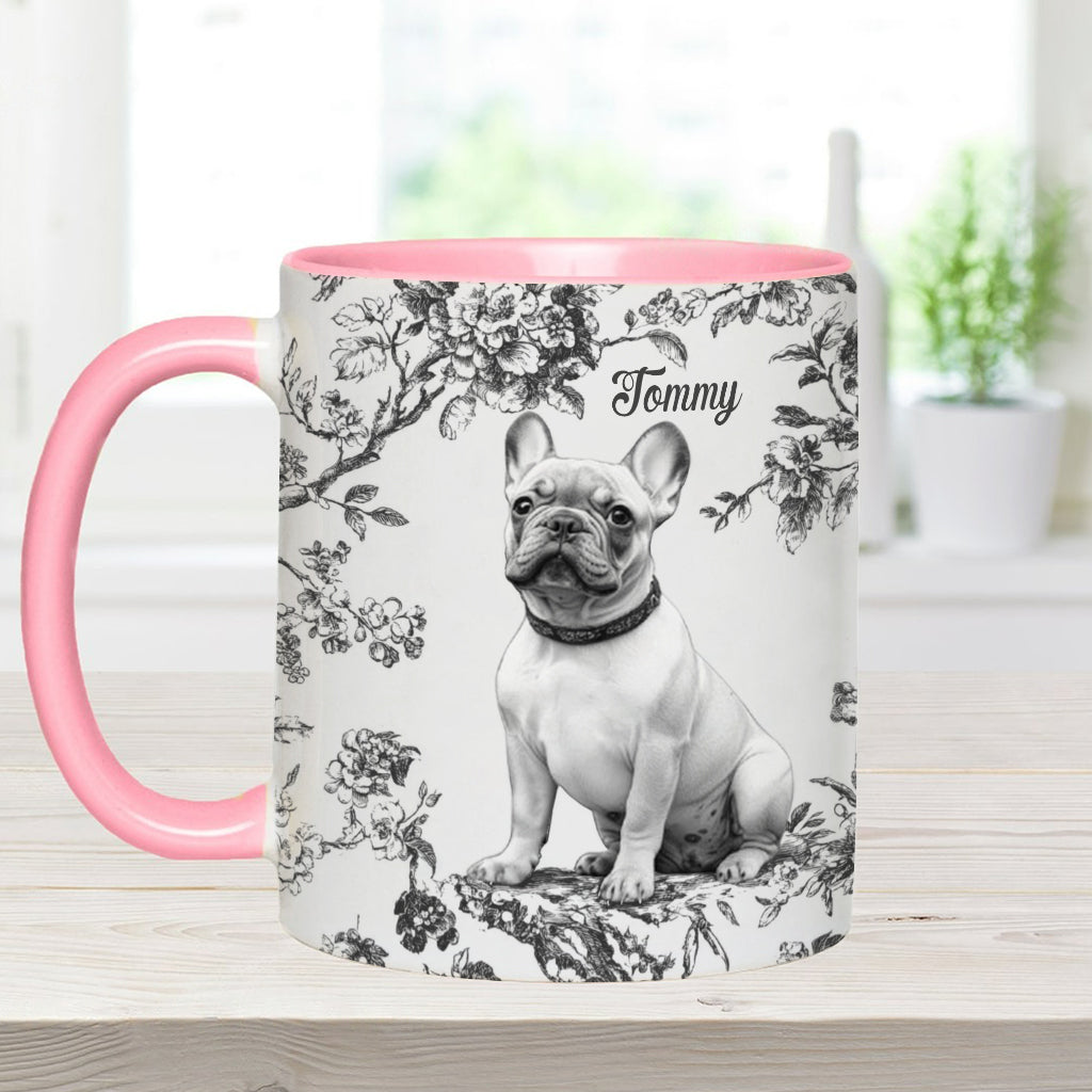 Custom Photo Puppy Toile de Jouy - Personalized Dog Accent Mug