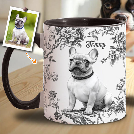 Mug personnalisé avec photo de chiot Toile de Jouy - Mug à motif chien