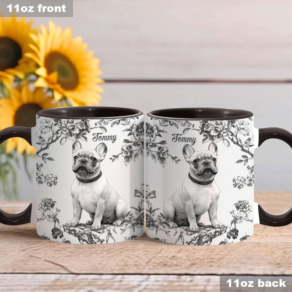 Custom Photo Puppy Toile de Jouy - Personalized Dog Accent Mug
