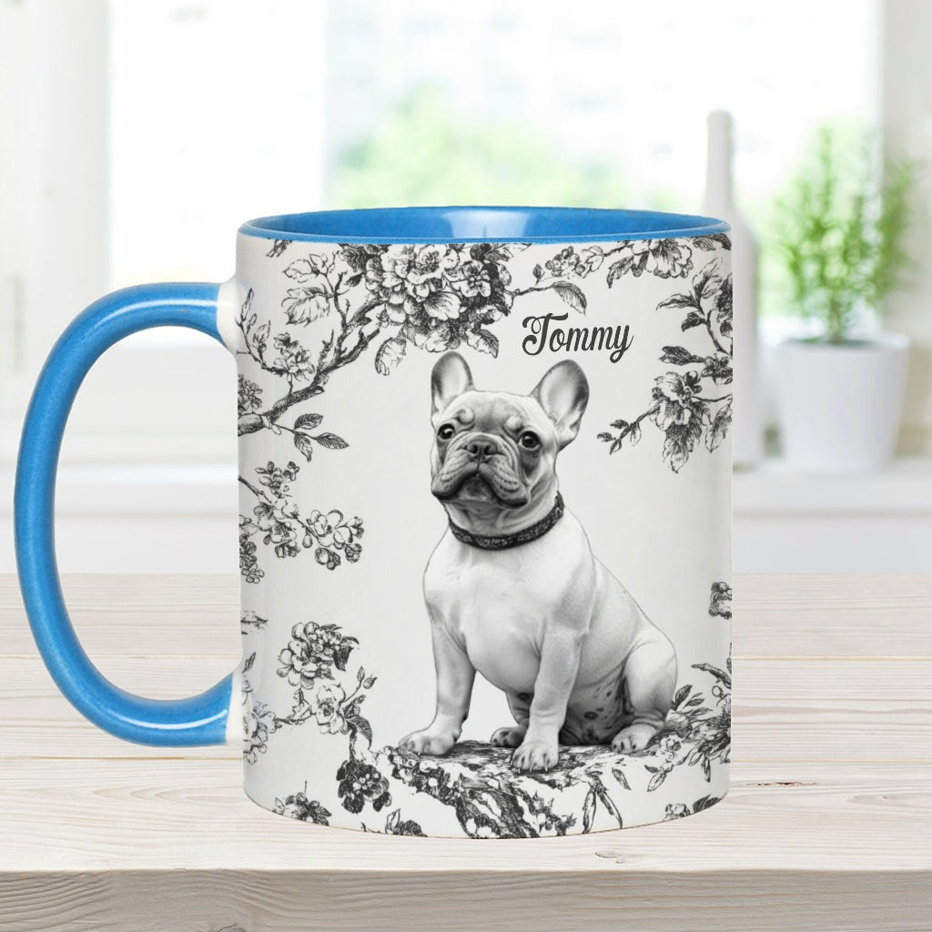 Custom Photo Puppy Toile de Jouy - Personalized Dog Accent Mug