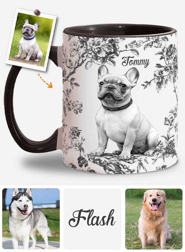Custom Photo Puppy Toile de Jouy - Personalized Dog Accent Mug
