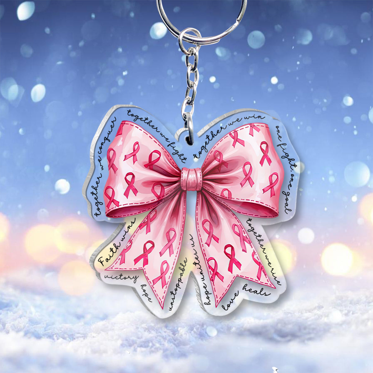 Together We Win - Breast Cancer Awareness Transparent Keychain