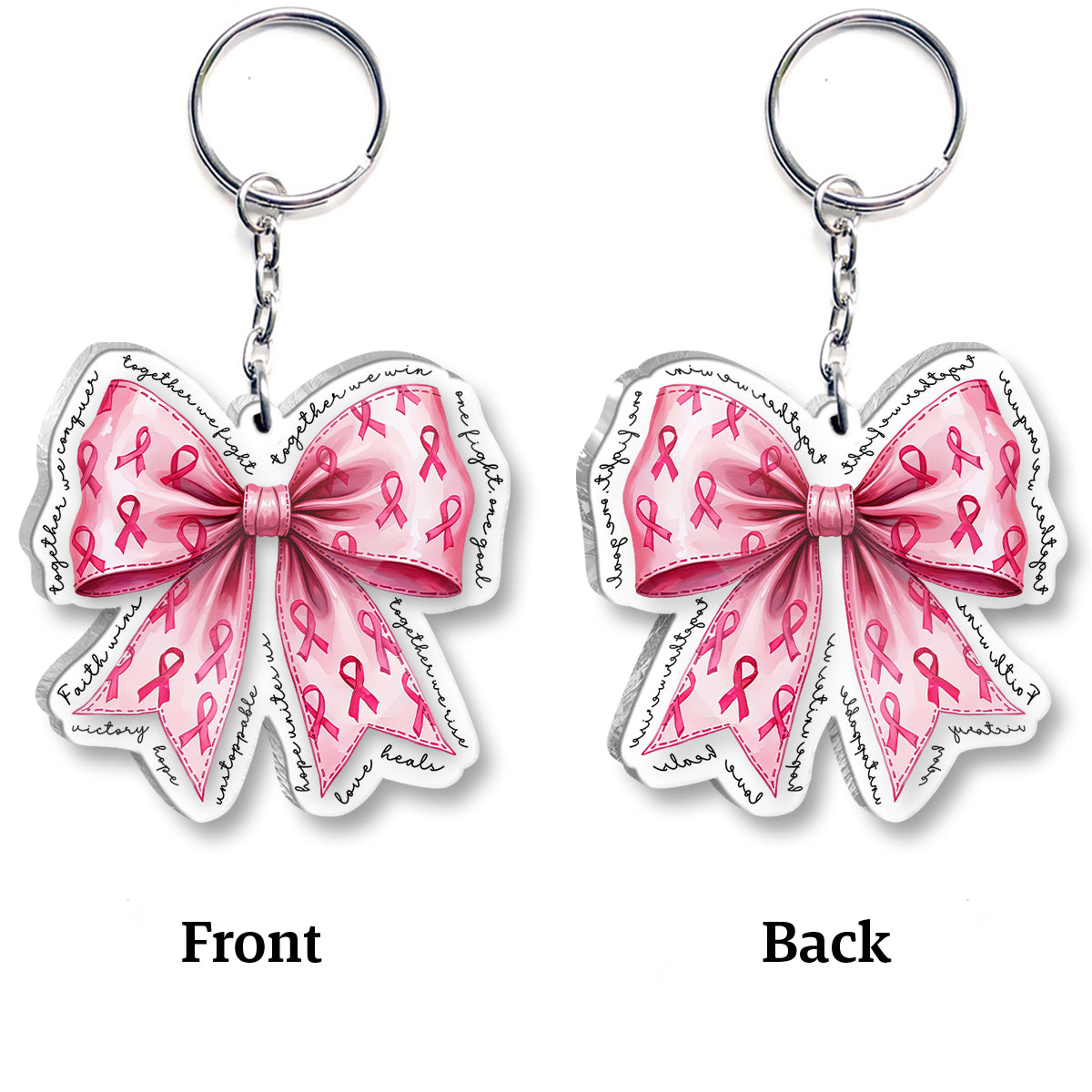 Together We Win - Breast Cancer Awareness Transparent Keychain