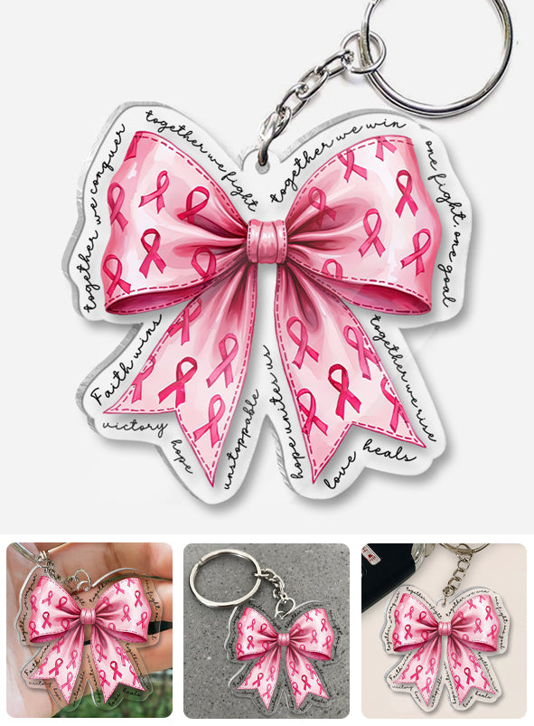 Together We Win - Breast Cancer Awareness Transparent Keychain
