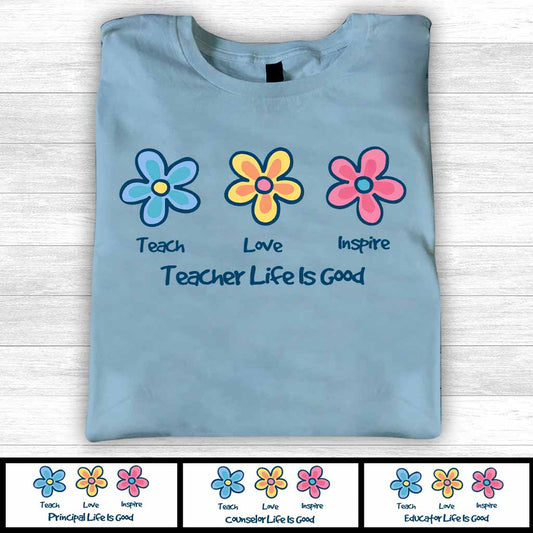 Enseigner, aimer, inspirer - T-shirt et sweat à capuche personnalisés pour enseignants