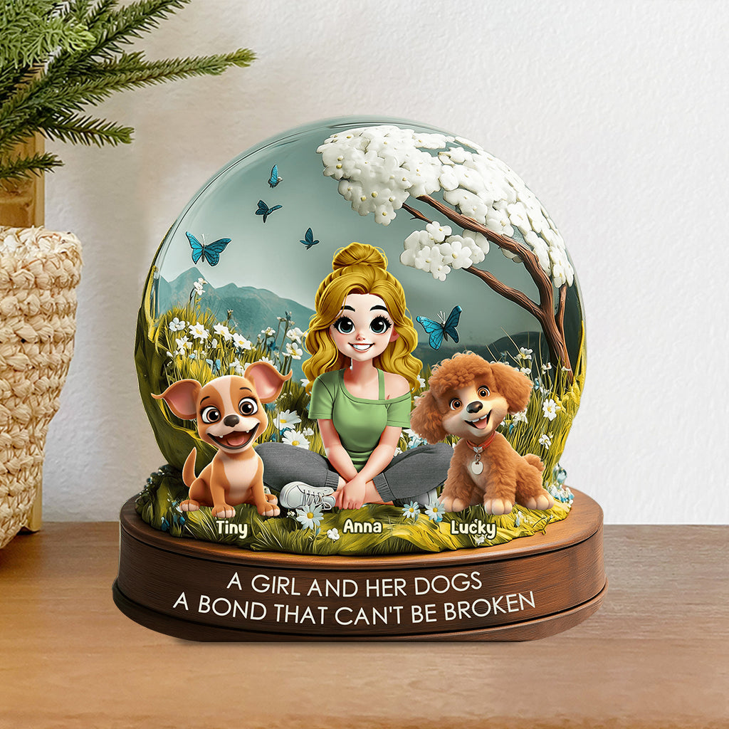 Une fille et ses chiens : un lien indéfectible - Plaque acrylique personnalisée en forme de chien