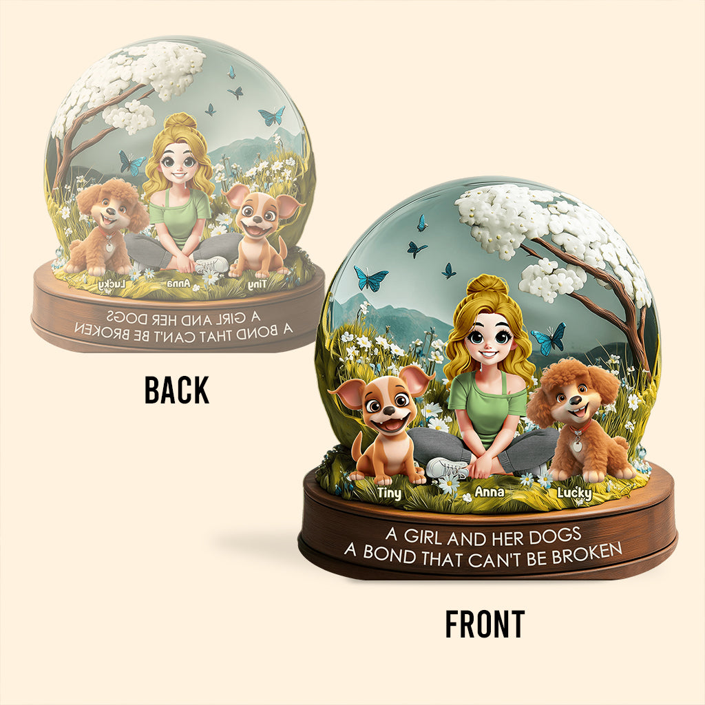 Une fille et ses chiens : un lien indéfectible - Plaque acrylique personnalisée en forme de chien