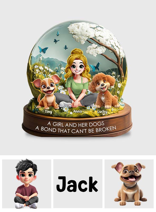 Une fille et ses chiens : un lien indéfectible - Plaque acrylique personnalisée en forme de chien