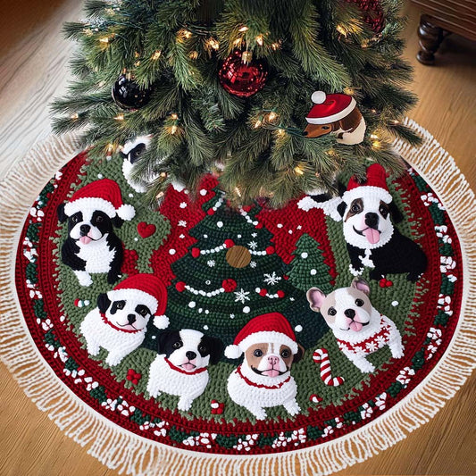Merry Woofmass Cute Pitbull - Dog Tree Skirt