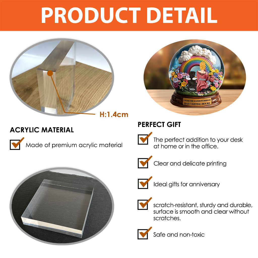 J'aimerais que le Pont Arc-en-ciel ait des heures de visite - Plaque acrylique personnalisée en forme de chien