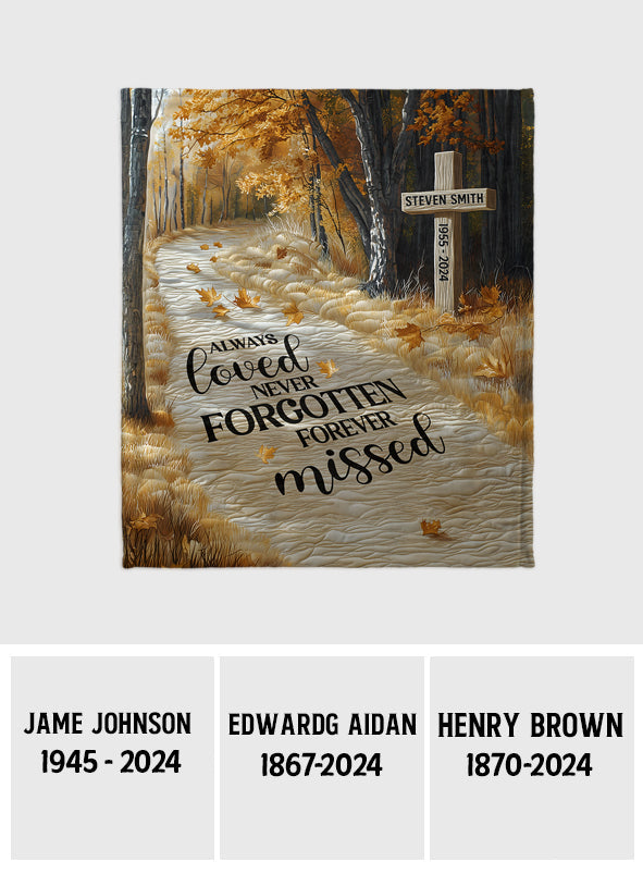 Always Loved Never Forgotten Forever Missed - Personalized Memorial Blanket