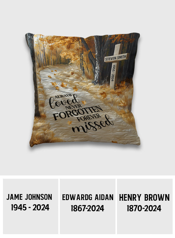 Always Loved Never Forgotten Forever Missed - Personalized Memorial Throw Pillow