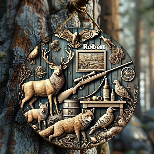 Meilleur chasseur de tous les temps - Panneau rond en bois personnalisé pour la chasse