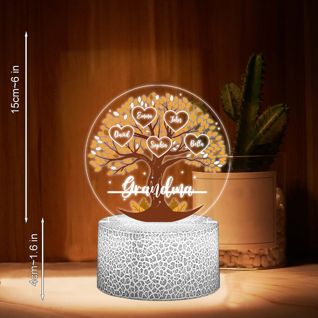 Grandma's Little Hearts - Personalized Grandma Shaped Plaque Light Base