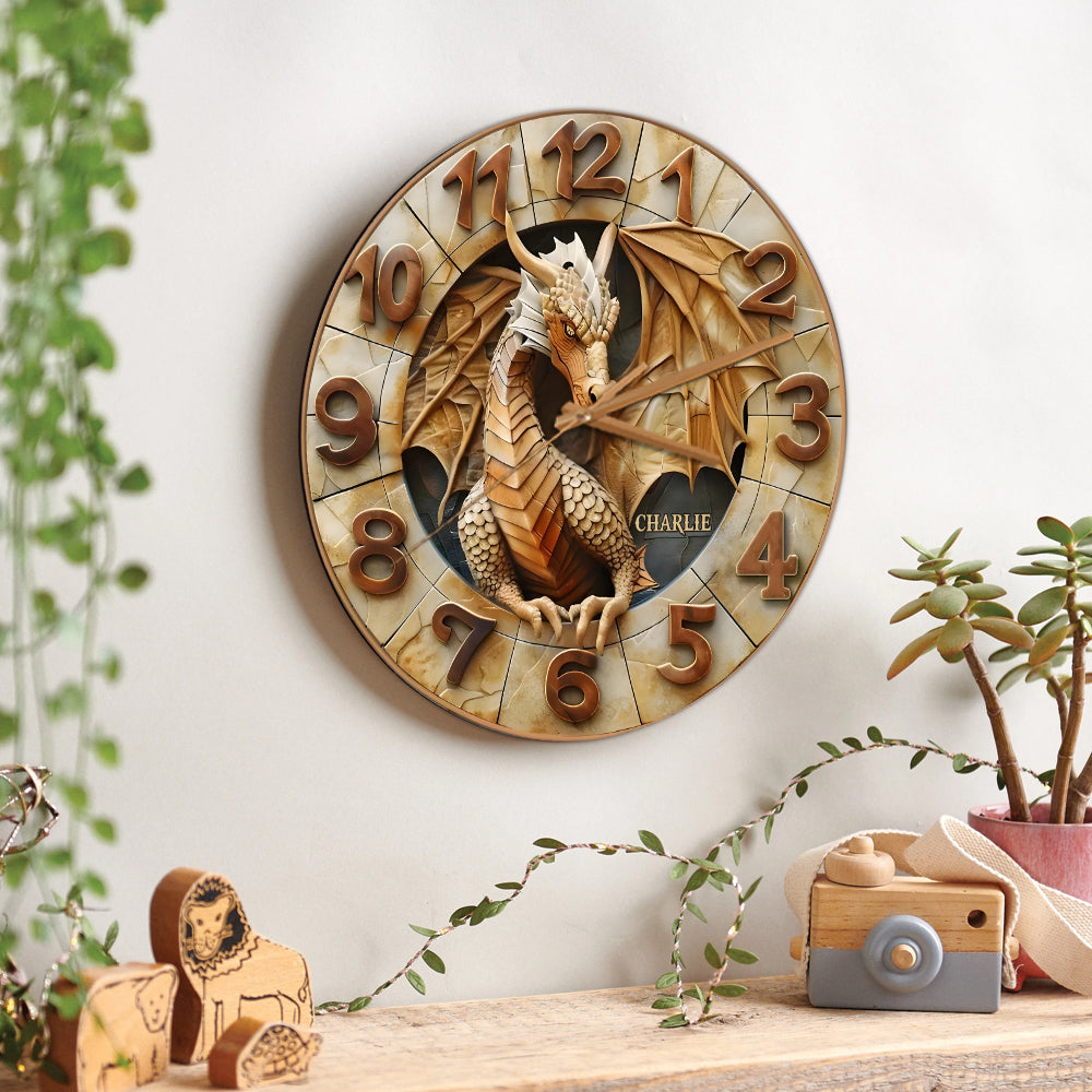 Golden Dragon - Personalized Dragon Wall Clock