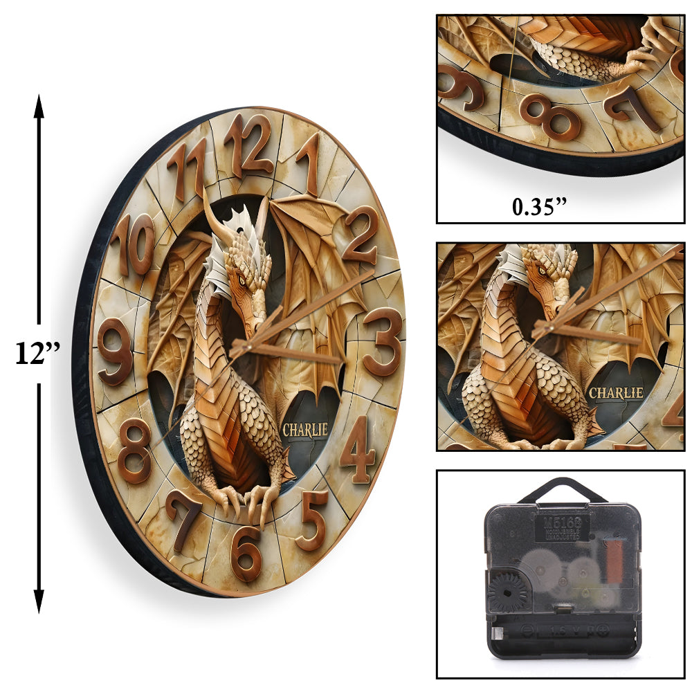Golden Dragon - Personalized Dragon Wall Clock