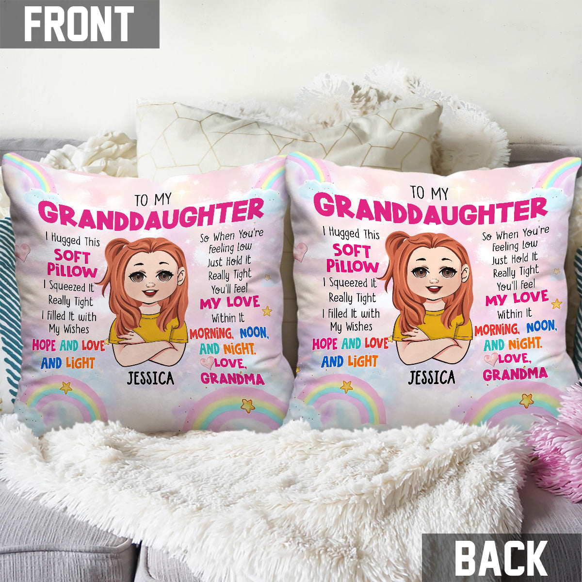 À mes petits-enfants - Coussin décoratif personnalisé pour enfants