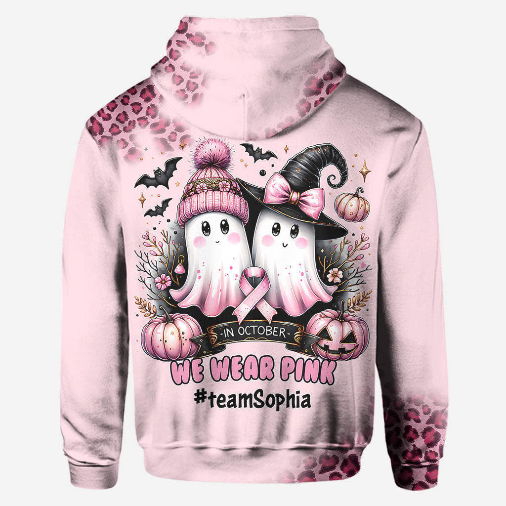 En octobre, on porte du rose - Sweat à capuche et legging personnalisés pour la sensibilisation au cancer du sein
