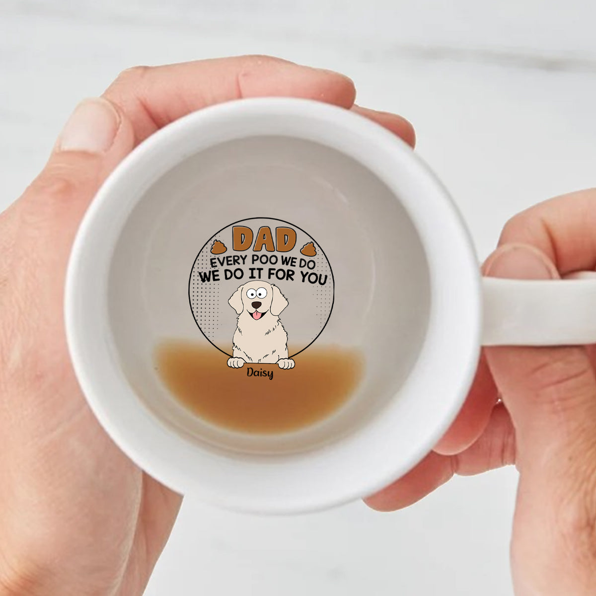 Mug personnalisé « Papa Maman À chaque fois que je fais caca » avec message caché pour chien