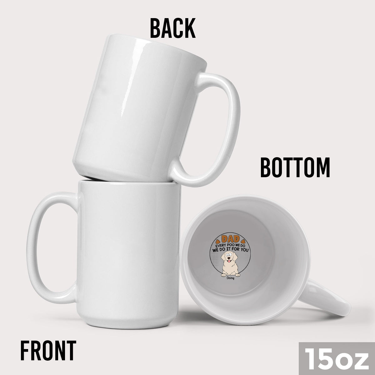 Mug personnalisé « Papa Maman À chaque fois que je fais caca » avec message caché pour chien