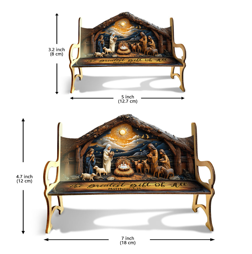 Le plus beau cadeau de tous - Banc en bois chrétien