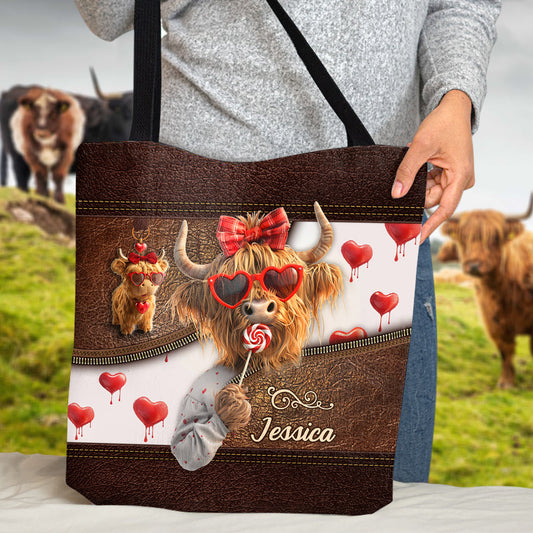 Sac fourre-tout personnalisé Vache de la Saint-Valentin