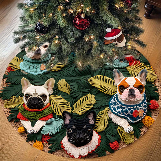 Merry Woofmas Frenchie - French Bulldog Tree Skirt