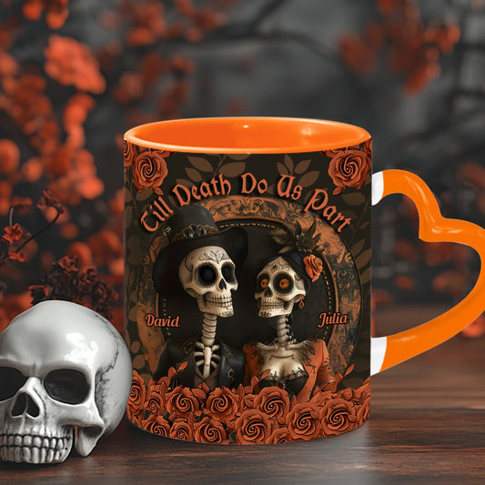 Jusqu'à ce que la mort nous sépare - Mug personnalisé pour couple avec anse en forme de cœur