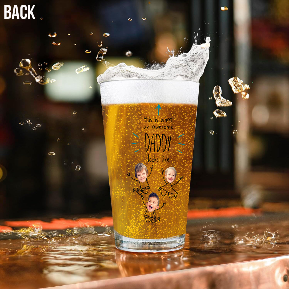 This Is What An Awesome Daddy Looks Like - Personalized Father Beer Glass