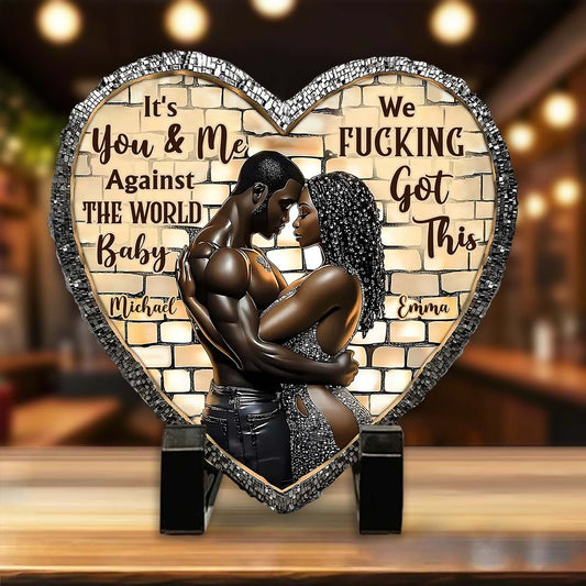 C'est toi et moi - Pierre en forme de cœur personnalisée pour couple