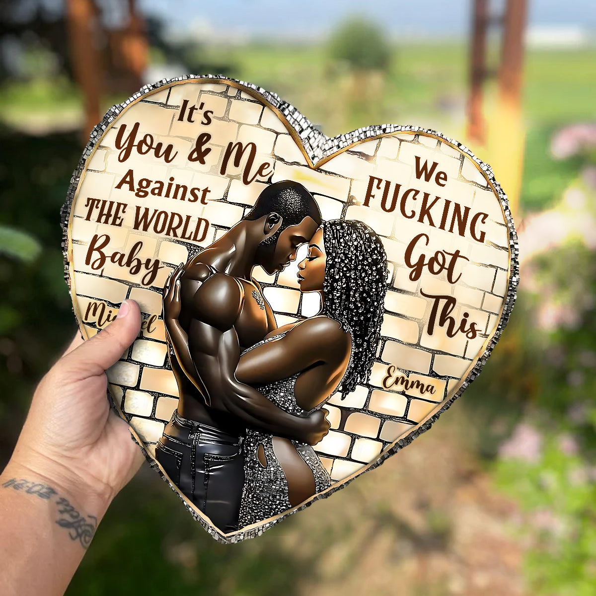 It's You & Me - Personalized Couple Heart Shaped Stone