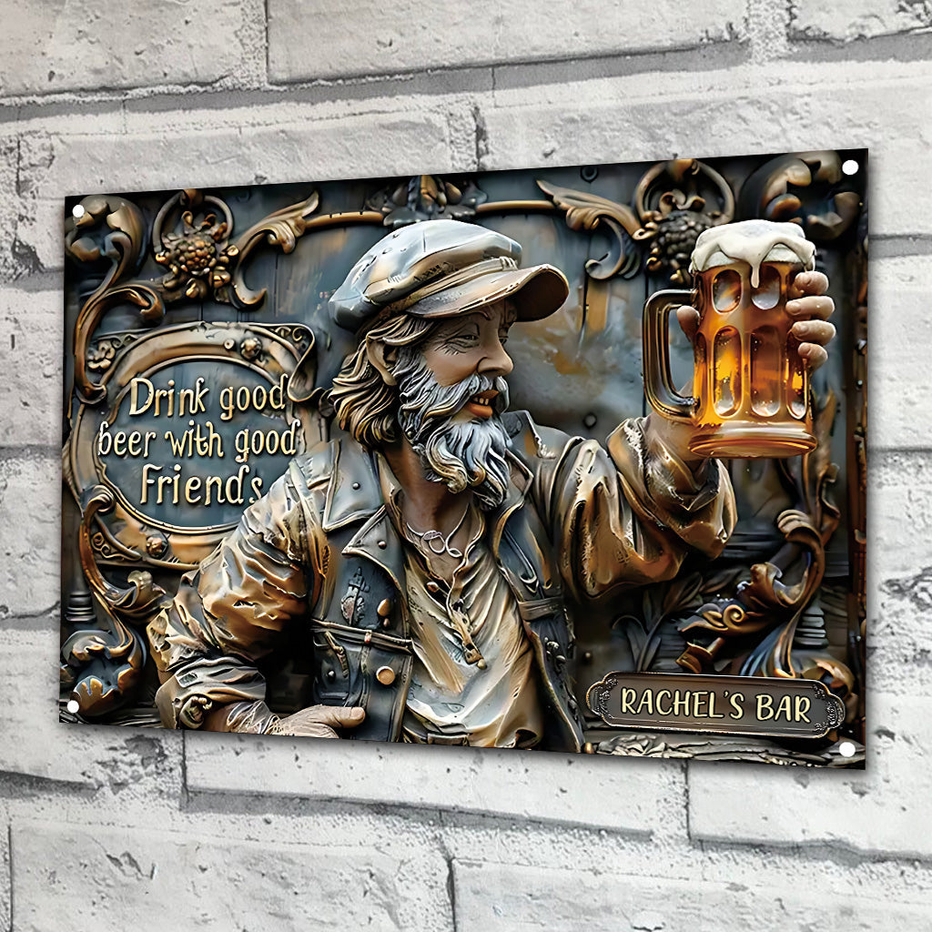 Good Friends Good Beer - Personalized Beer Rectangle Metal Sign