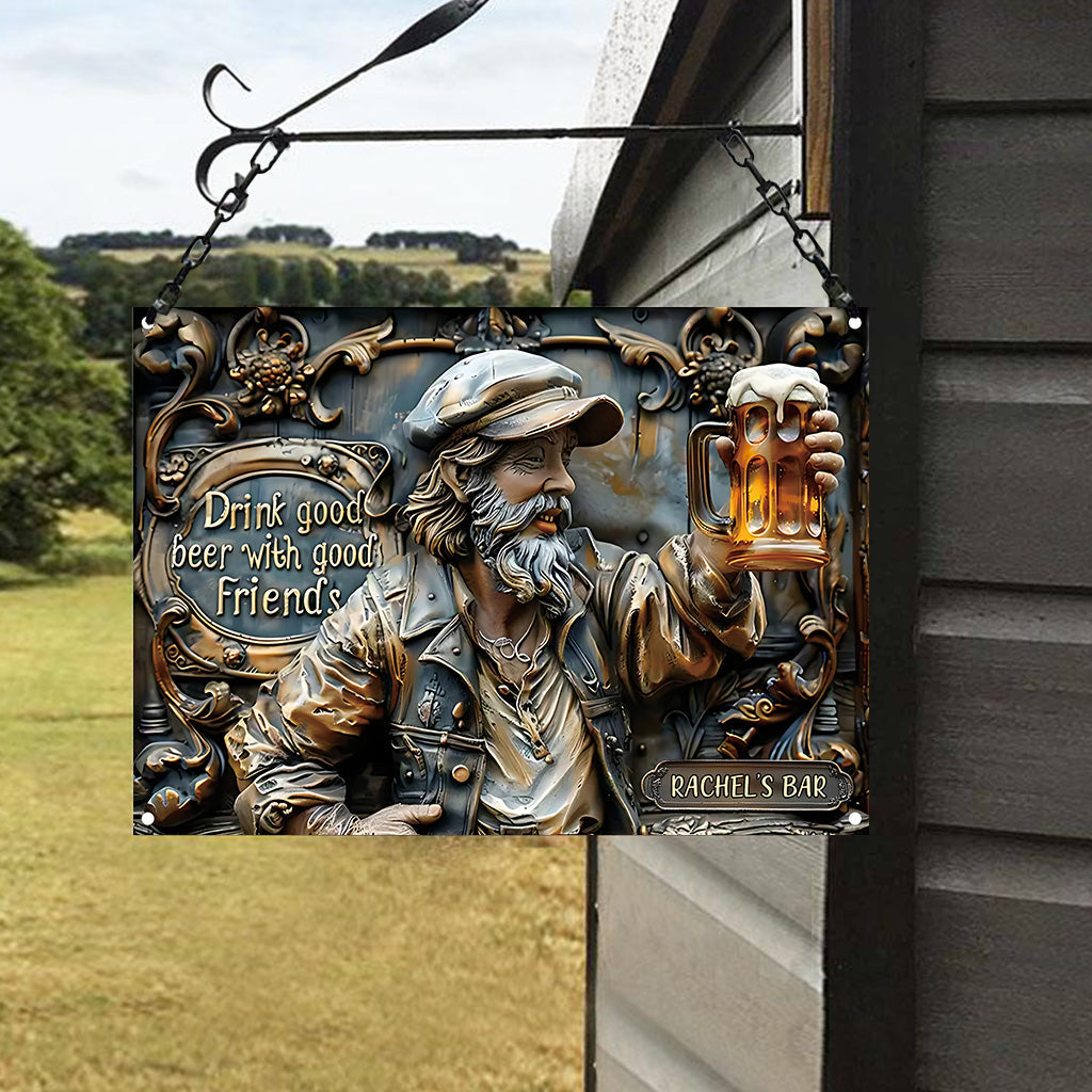 Good Friends Good Beer - Personalized Beer Rectangle Metal Sign