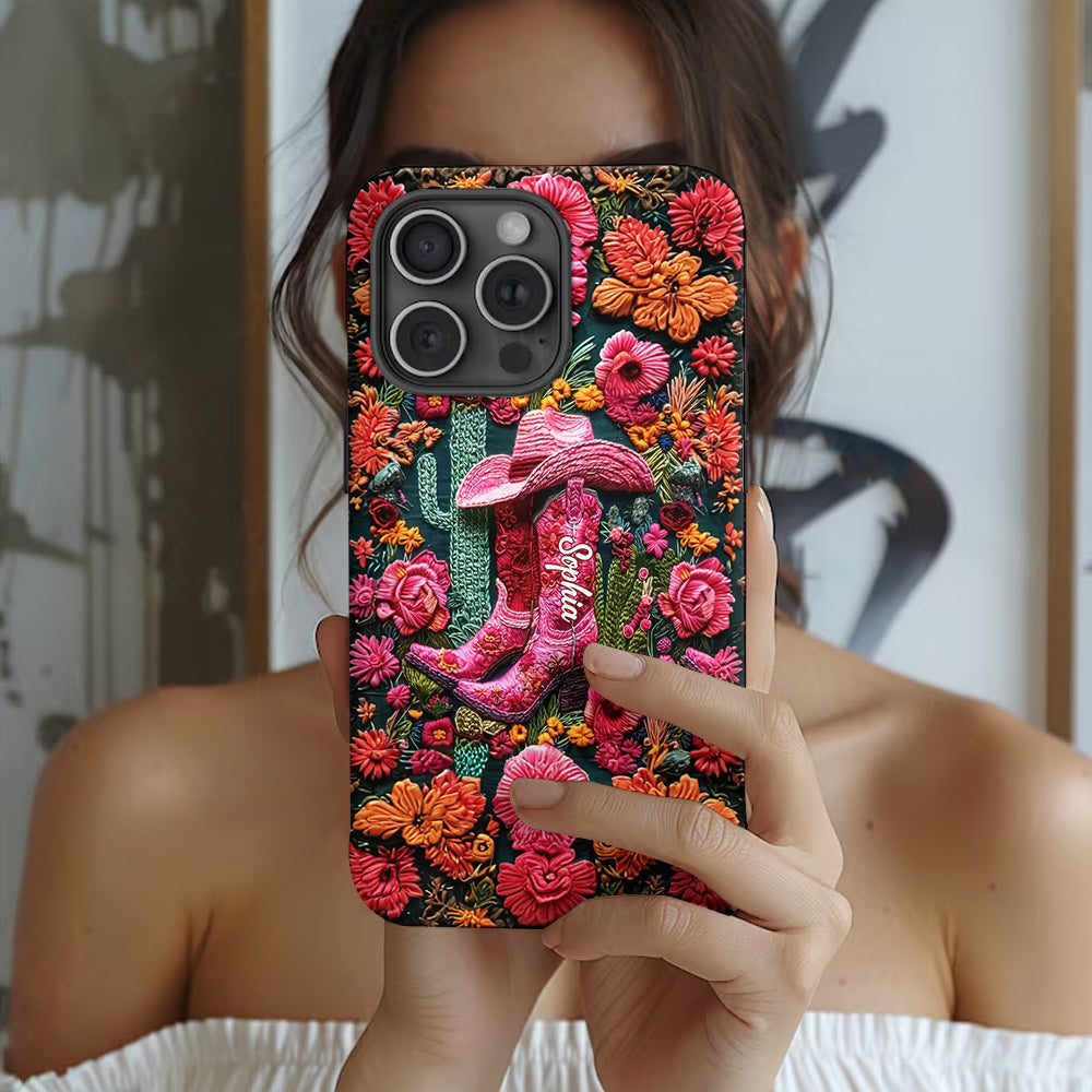Coque de téléphone personnalisée « Cowgirl rose » avec imprimé intégral