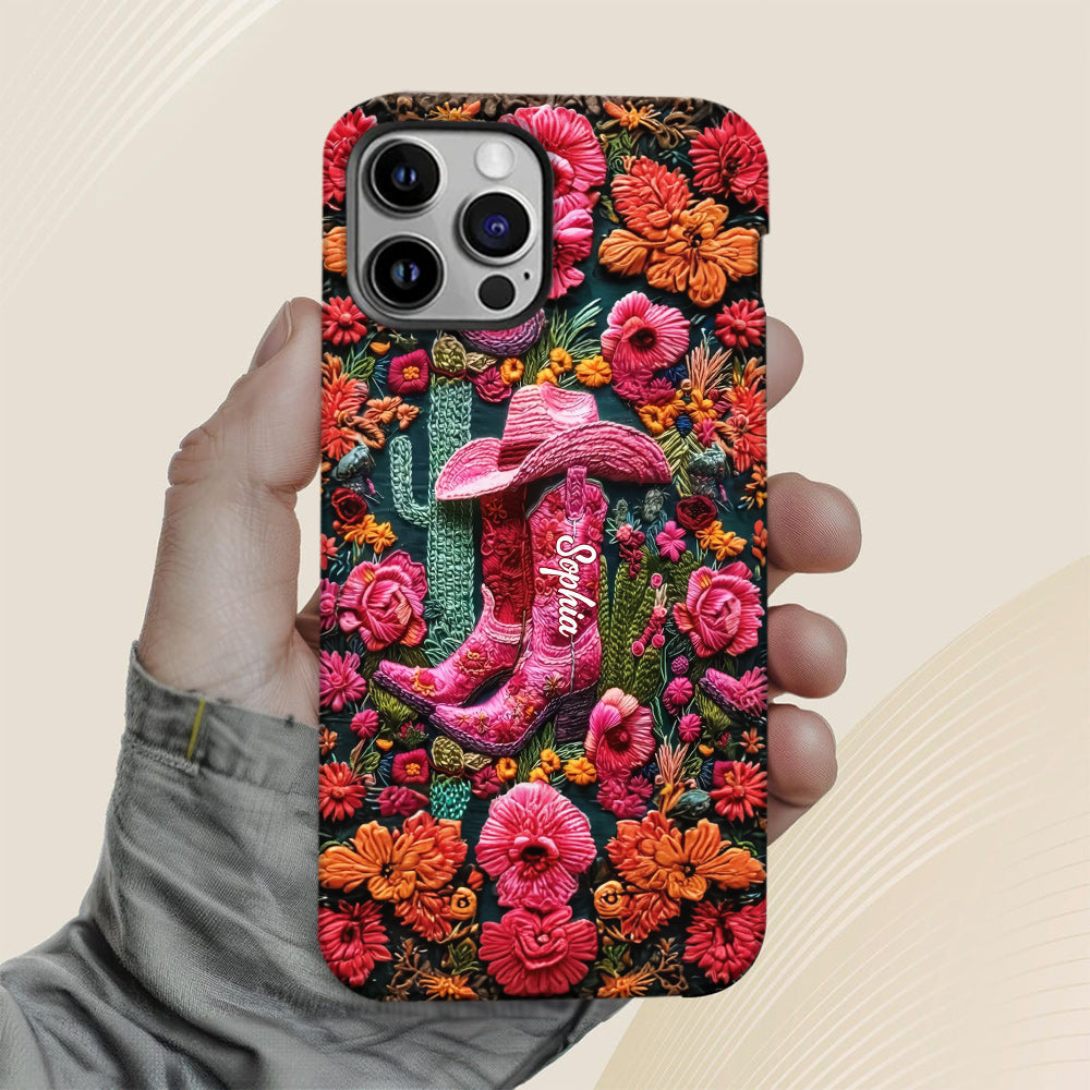 Coque de téléphone personnalisée « Cowgirl rose » avec imprimé intégral
