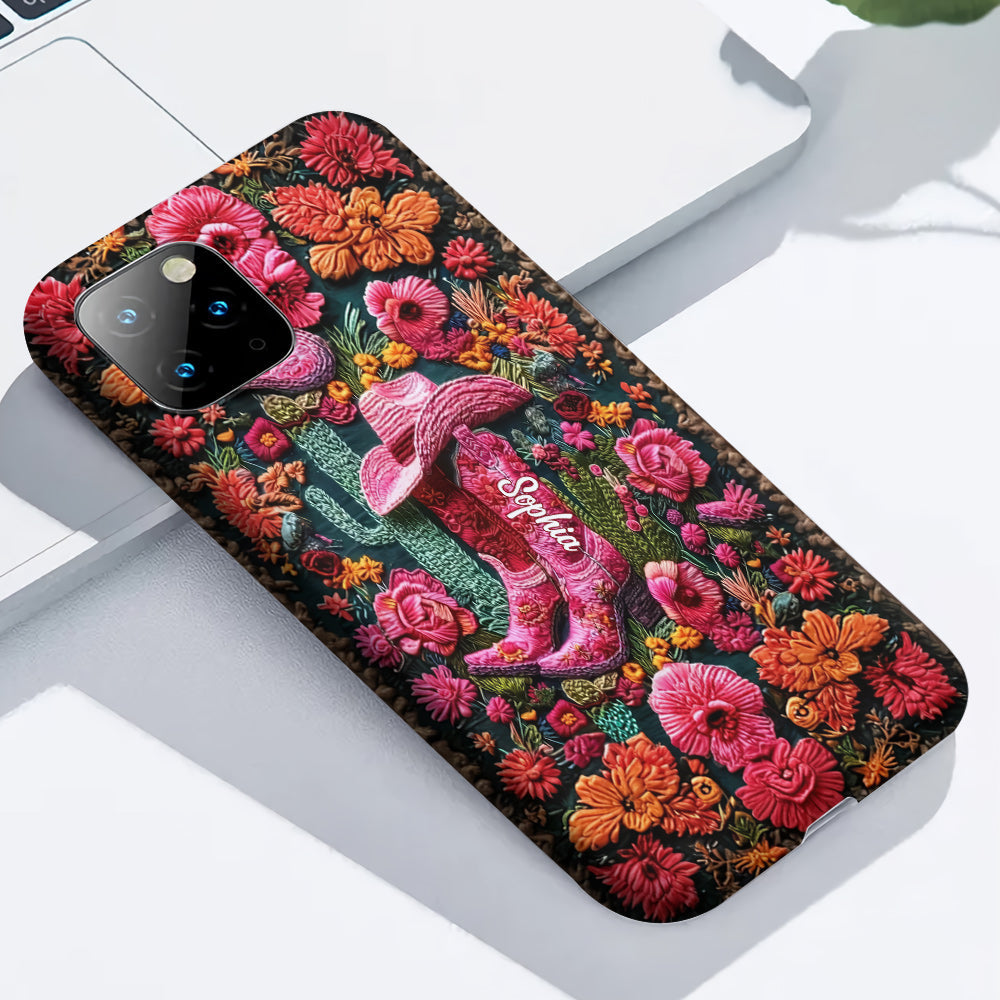 Coque de téléphone personnalisée « Cowgirl rose » avec imprimé intégral