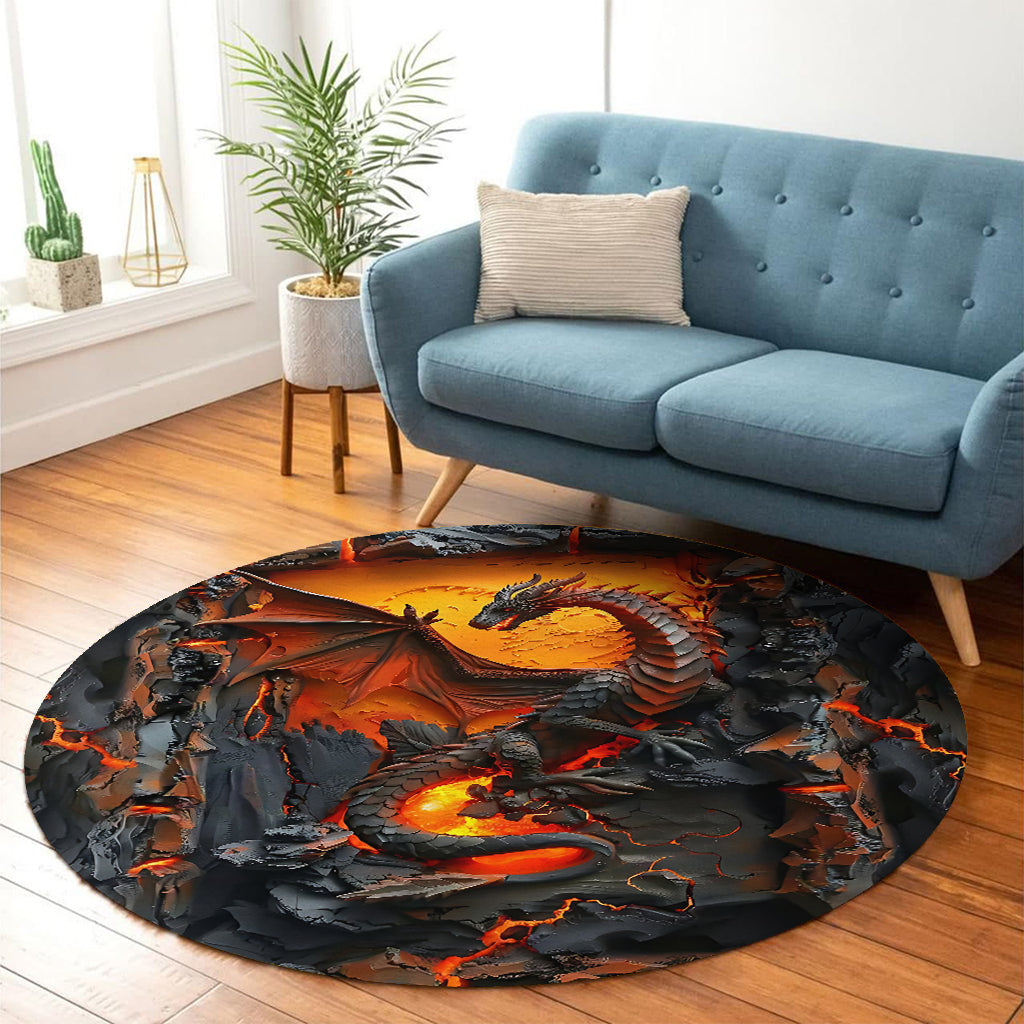 Heart Of A Dragon - Dragon Round Rug