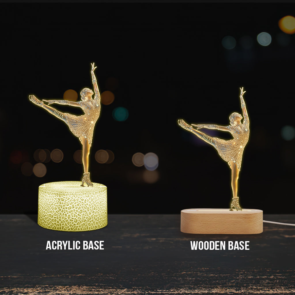 Sparkling Ice Skater - Personalized Ice Skating Shaped Plaque Light Base