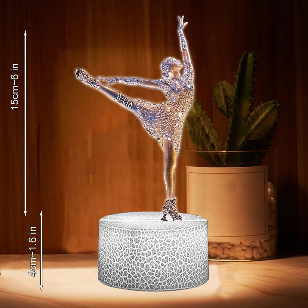 Sparkling Ice Skater - Personalized Ice Skating Shaped Plaque Light Base
