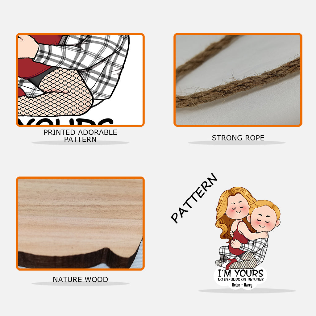 Je suis à toi. Aucun remboursement ni retour. Panneau en bois personnalisé pour couple.