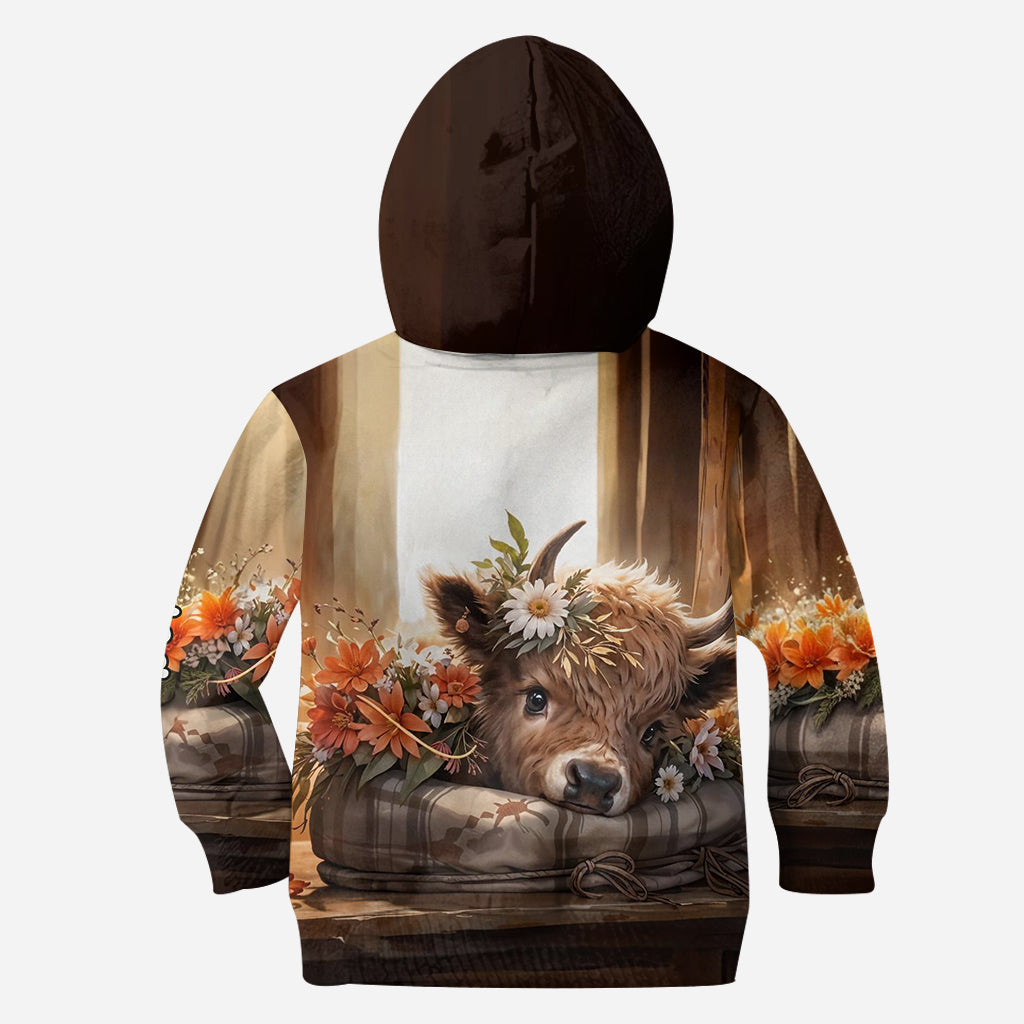 Juste une fille qui aime les vaches des Highlands - Sweat à capuche et legging personnalisés avec motif vache des Highlands