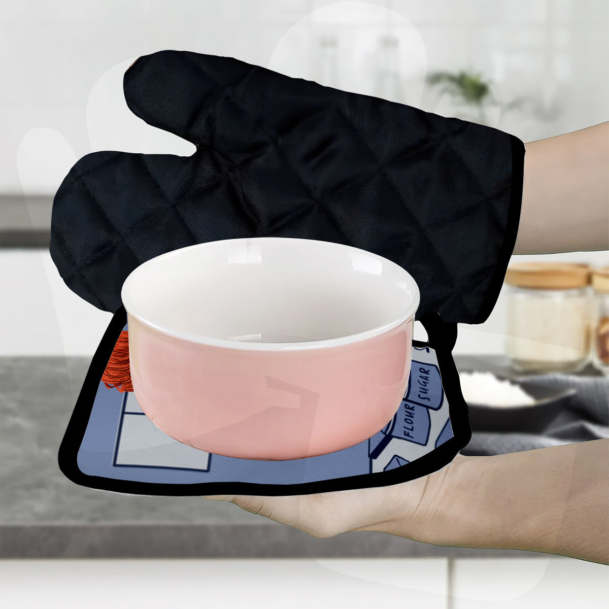 Always Use Protection - Personalized Baking Oven Mitts & Pot Holder Set